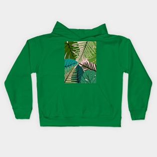 Tropical Leaf Selection Green and Pink Kids Hoodie